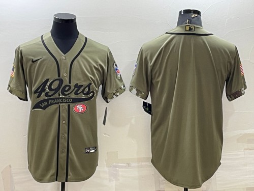 Men's San Francisco 49ers Blank Olive Salute To Service Cool Base Stitched Baseball Jersey